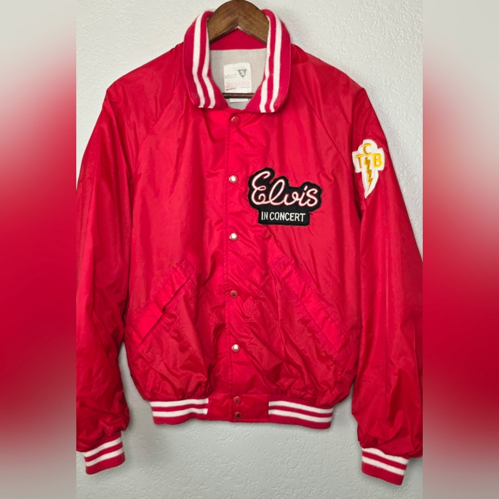 Retro Women's Elvis In Concert Vintage Red Jacket - Size L